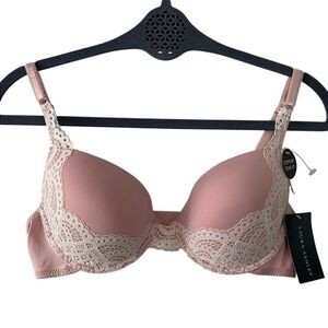 Laura Ashley Smokey Pink Comfort Push Up Lace‎ Bra 38C NWT